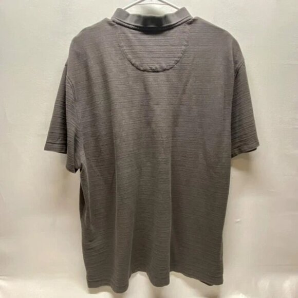 Calvin Klein Polo Shirt Men's XXL Gray Tonal Stripe Short Sleeve CK Logo GUC - Picture 2 of 4